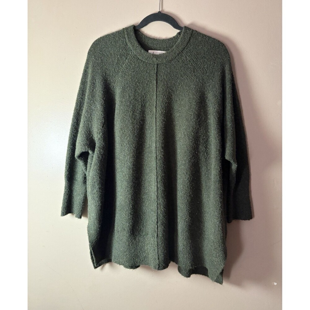 Lou & Grey for LOFT Green Wool Knit Oversized Crew Neck Pullover Sweater M